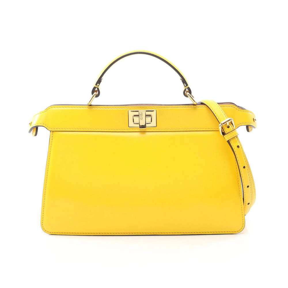 Fendi Peekaboo ISeeU East West Handbag Leather Yellow